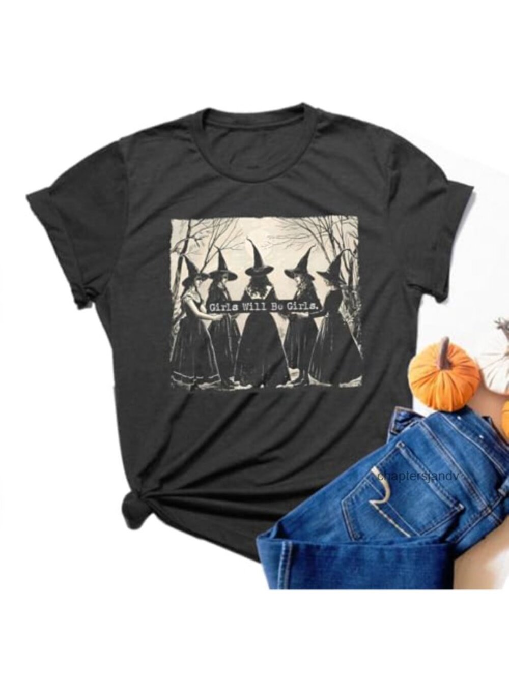 Womens Funny Halloween Graphic T-Shirt Short Sleeve Fall Tee